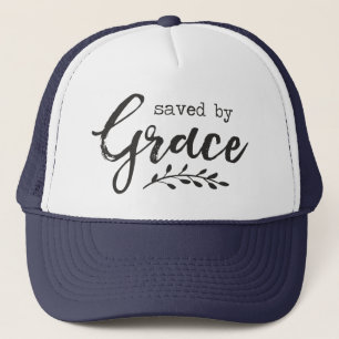 Saved By Grace, Rustic Christian Faith Trucker Hat