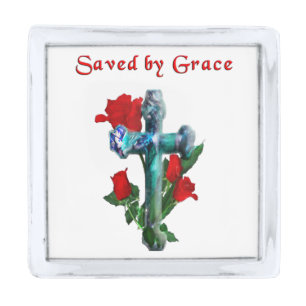 Saved By Grace Silver Finish Lapel Pin