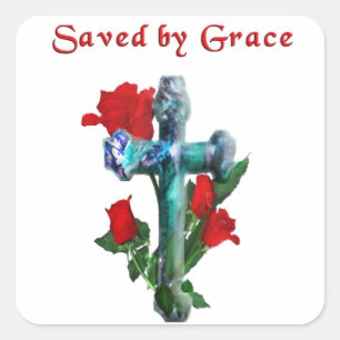 Saved By Grace Square Sticker