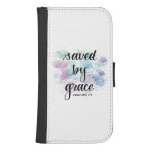 Saved by grace   watercolor background  galaxy s4 wallet case
