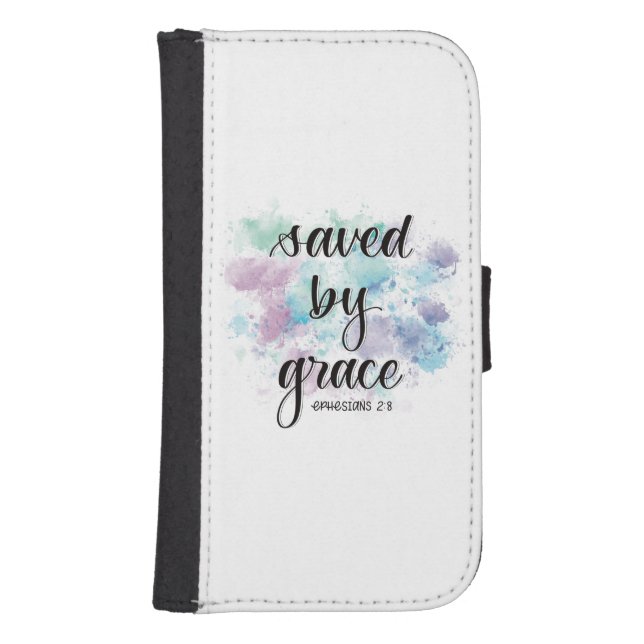Saved by grace | watercolor background  samsung galaxy wallet case (Front)