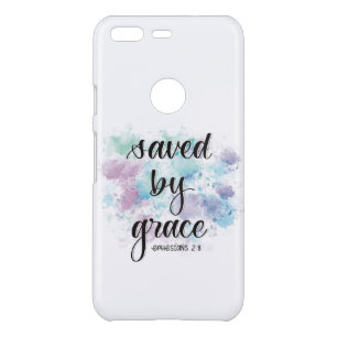 Saved by grace   watercolor background uncommon google pixel case
