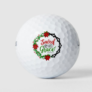 Saved by His Grace Christmas Wreath Golf Balls