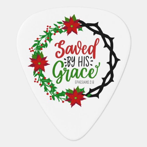 Saved by His Grace Christmas Wreath Guitar Pick