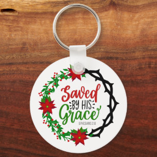 Saved by His Grace Keychain
