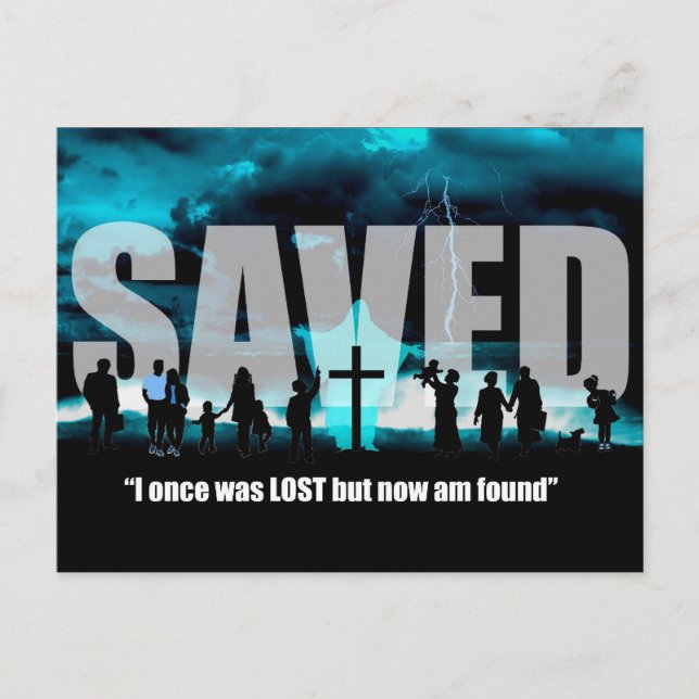 Saved not Lost Christian post card salvation art (Front)