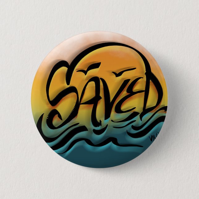 Saved Sunset Faith Street Art Airbrush Style Urban Button (Front)