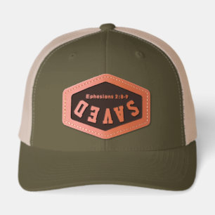 Saved! Two-tone Christian Faith Leather Patch Hat