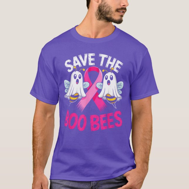 Savehe Boo Bees Funny Breast Cancer Awareness Hall T-Shirt (Front)
