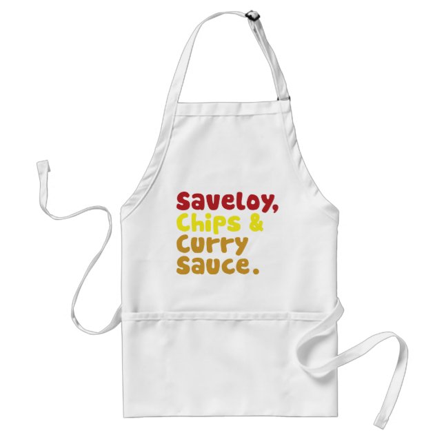 Saveloy, Chips & Curry Sauce. Adult Apron (Front)