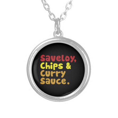 Saveloy Chips  Curry Sauce Silver Plated Necklace
