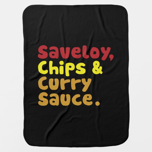 Saveloy, Chips & Curry Sauce. Stroller Blanket (Front)