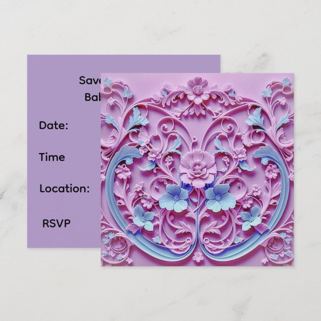 Savethe Date Card for Baby Shower (Front/Back)