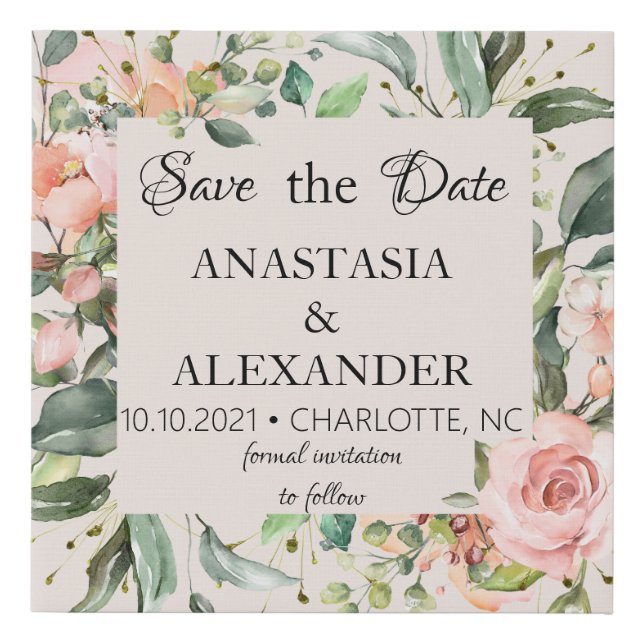 SaveTheDate Faux Canvas Print (Front)
