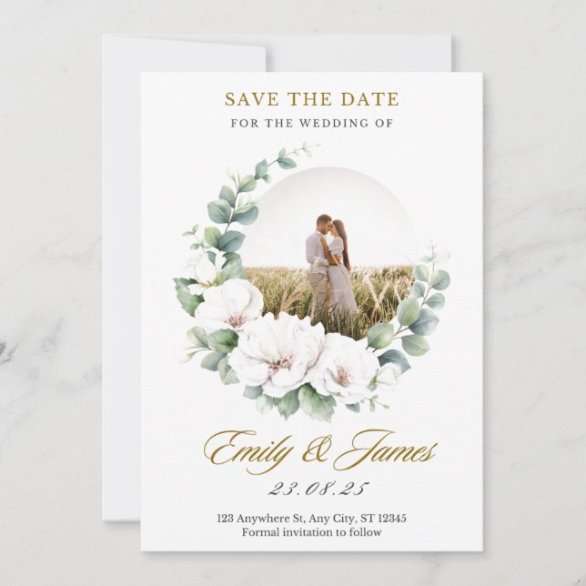 #SaveTheDateForTheWeddingOfEmily&James Invitation (Front)
