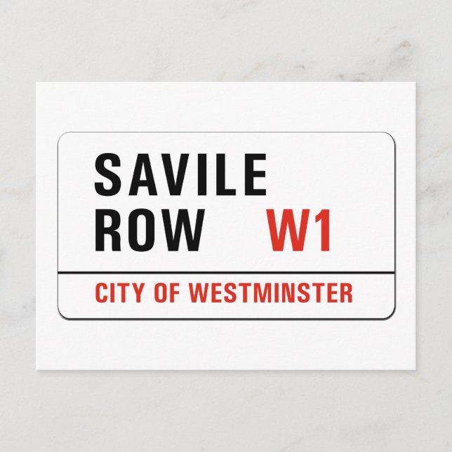 Savile Row, London Street Sign Postcard (Front)