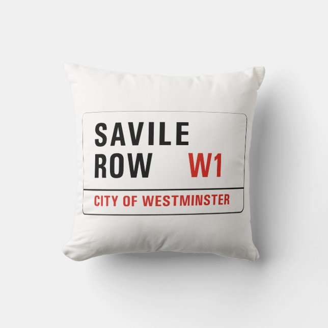 Savile Row, London Street Sign Throw Pillow (Front)