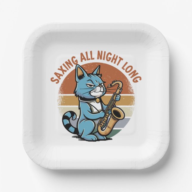 Saving All Night Long - For Saxophone players Paper Plates (Front)