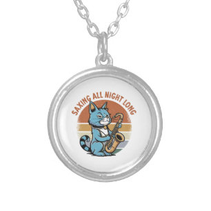 Saving All Night Long - For Saxophone players Silver Plated Necklace