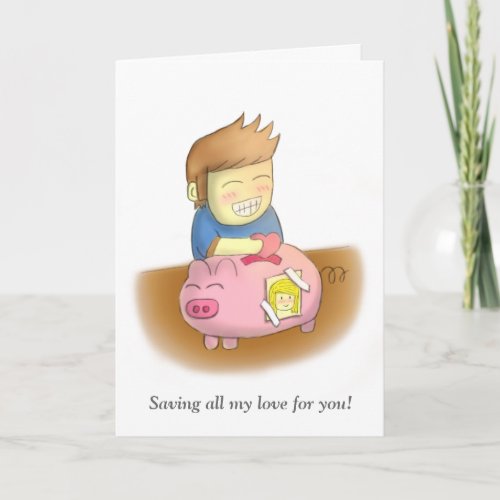 Saving Love For You Piggy Bank Valentines Greeting Holiday Card