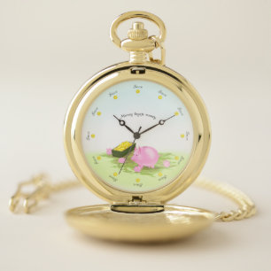 Saving Round The Clock Piggy Bank Family Financial Pocket Watch