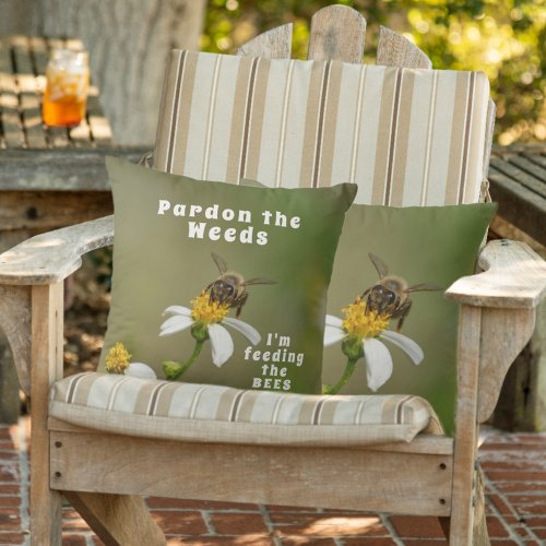 Saving the Bees Beautiful Botanical Outdoor Pillow