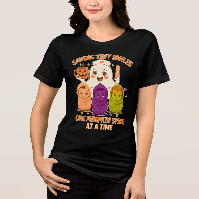 Saving Tiny Smiles — Pediatric Nurse Halloween Tri-Blend Shirt (Front)