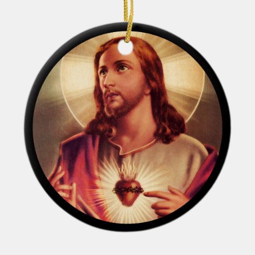 Savior Eyes Raised Toward Heaven Ceramic Ornament