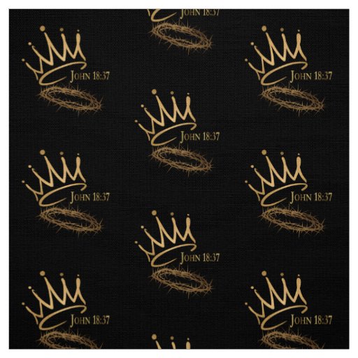 SAVIOR KING JESUS Black/Gold Crown Pattern Fabric
