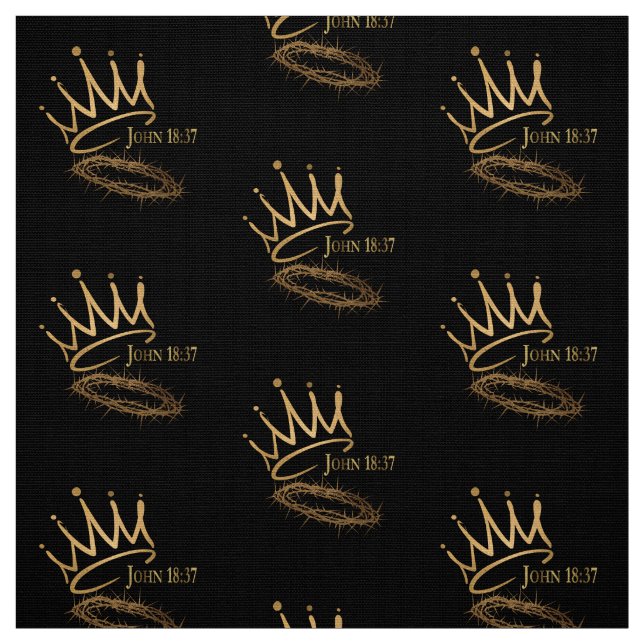 SAVIOR KING JESUS Black/Gold Crown Pattern Fabric (Swatch)