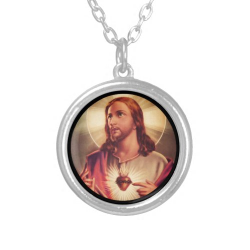 Savior with Eyes Raised Toward Heaven Silver Plated Necklace