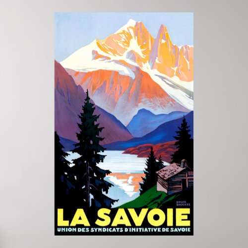 Savoie French Alps Mountain Vintage travel Poster