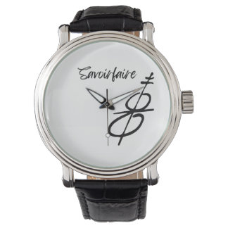 SavoirFaire Men's Vintage Blk Leather Strap Watch