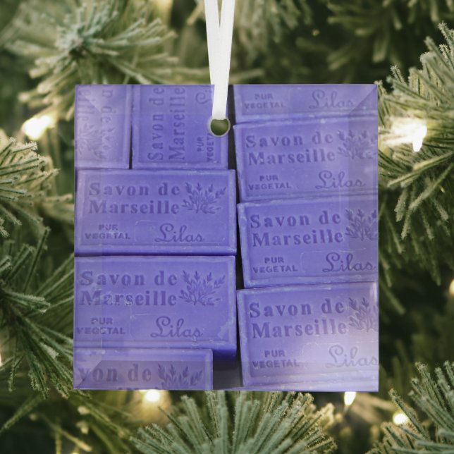 Savon de Marseille Lavender Soap Glass Ornament (Insitu)