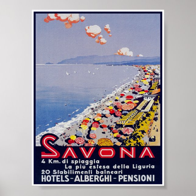 Savona Italy Vintage Travel Poster (Front)