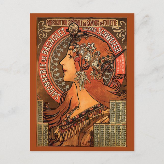 Savonnerie De Bagnolet by Mucha Postcard (Front)