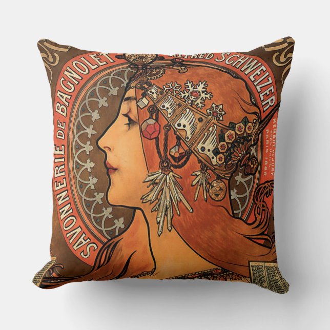 Savonnerie De Bagnolet by Mucha Throw Pillow (Front)