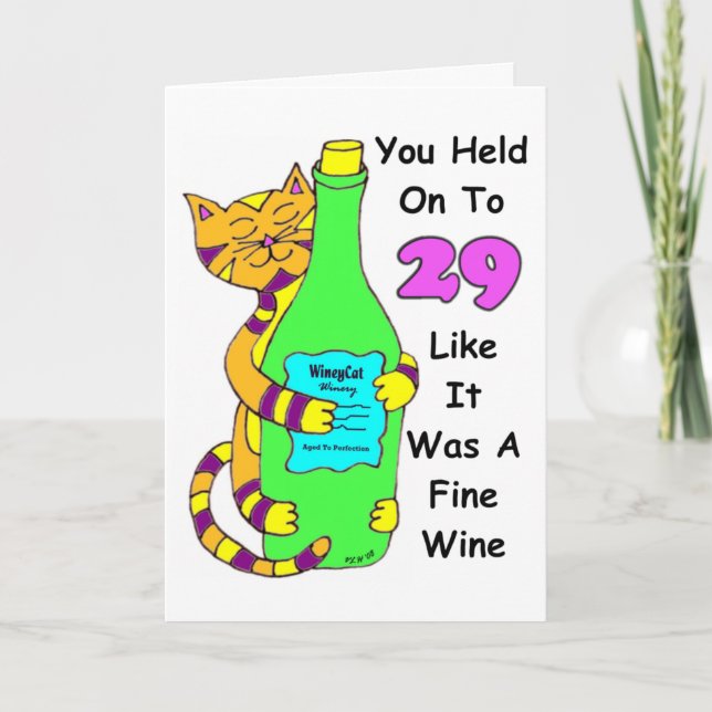 Savor 30 Winey Cat Birthday Card (Front)