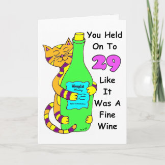 Savor 30 Winey Cat Birthday Card