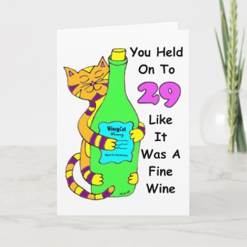 Savor 30 Winey Cat Birthday Card by Victoreeah at Zazzle