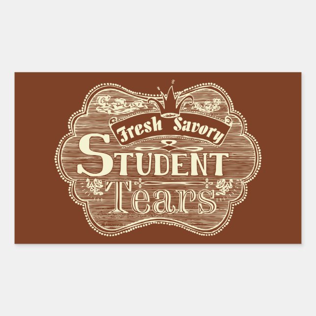 Savory Student Tears Hand Drawn Chalkboard Rectangular Sticker (Front)