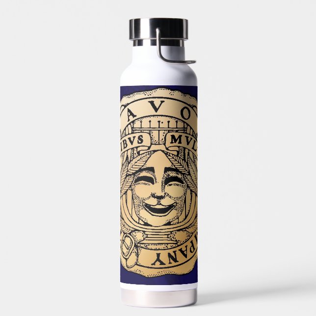 Savoy Blue and Gold Water bottle (Left)