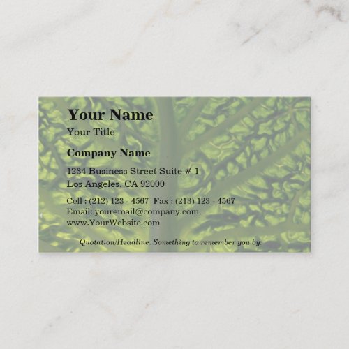Savoy cabbage leaf business card template