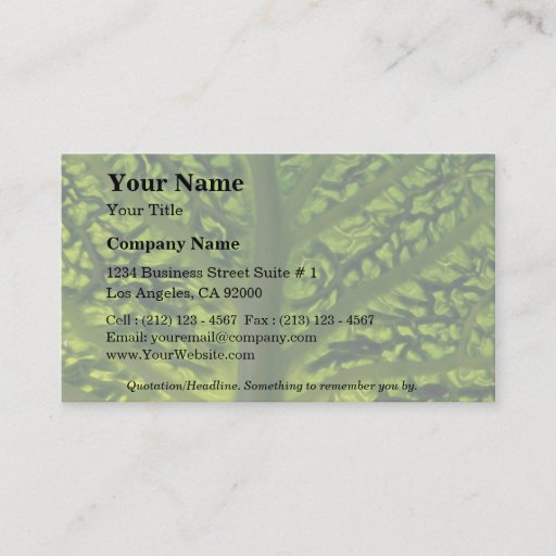Customizable Savoy cabbage leaf business card template