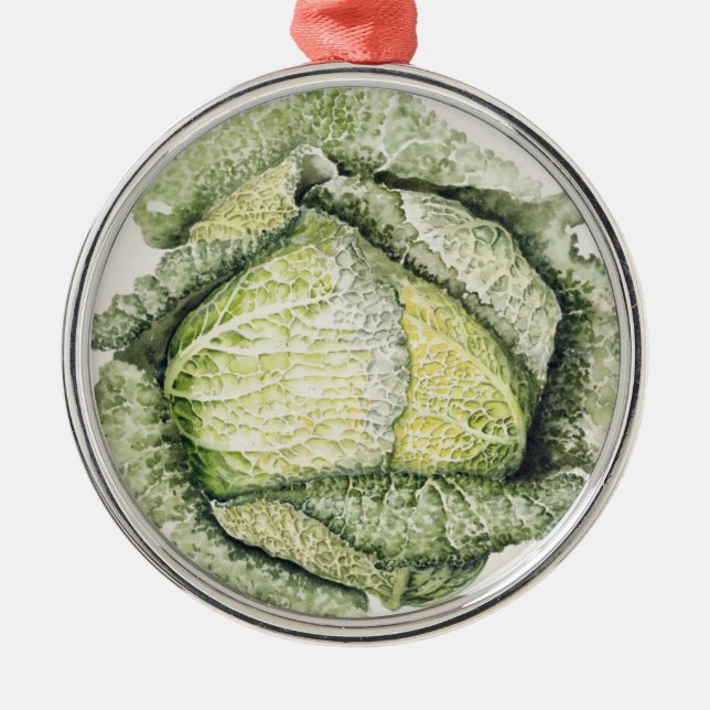 Savoy Cabbage Metal Ornament (Front)