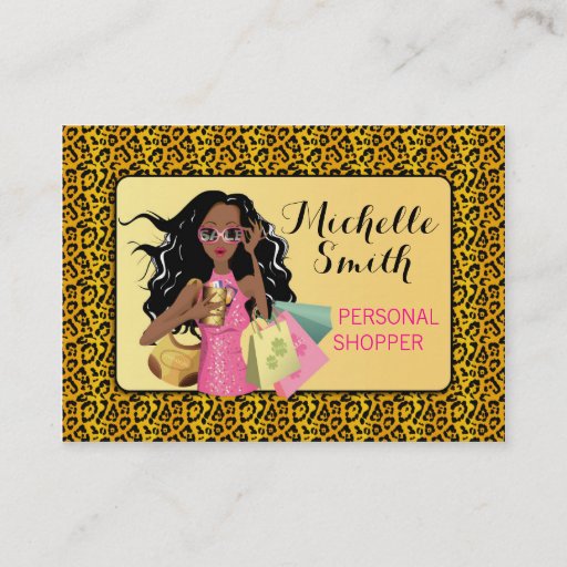 Customizable Savvy Shopper African American Business Card