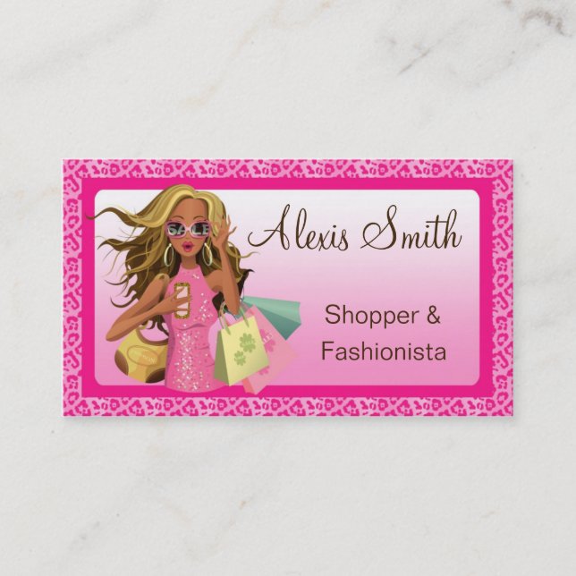 Savvy Shopper Pink Std. Business Card (Front)