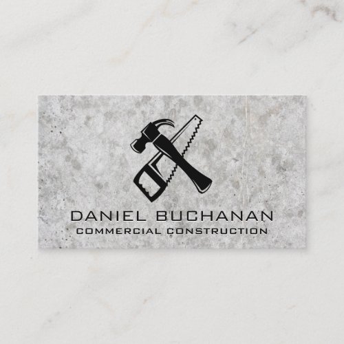 Saw and Hammer  Concrete Background Business Card