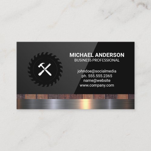 Saw and Hammer  Construction Carpentry Business Card