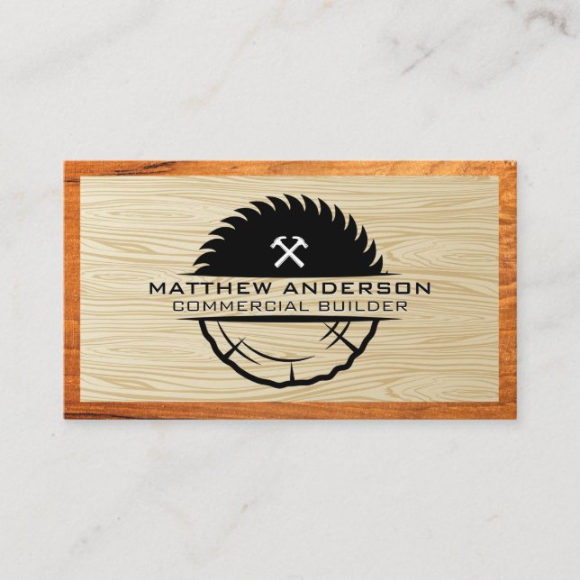 Saw and Hammers | Wood Business Card (Front)